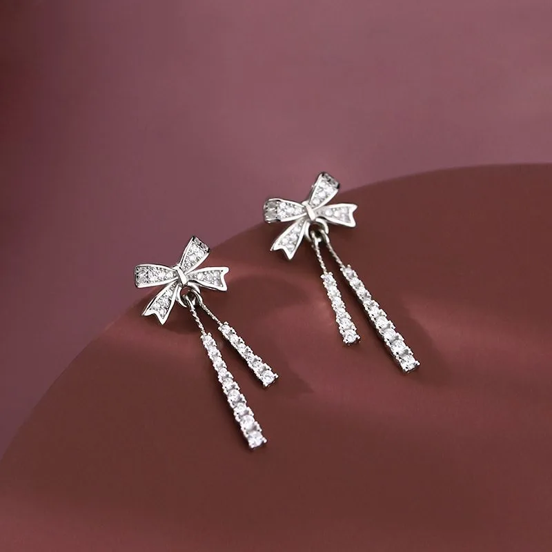 bông tai bạc nữ đính đá cz hình chiếc nơ sang trọng bông tai bạc nữ đính đá cz hình chiếc nơ sang trọng