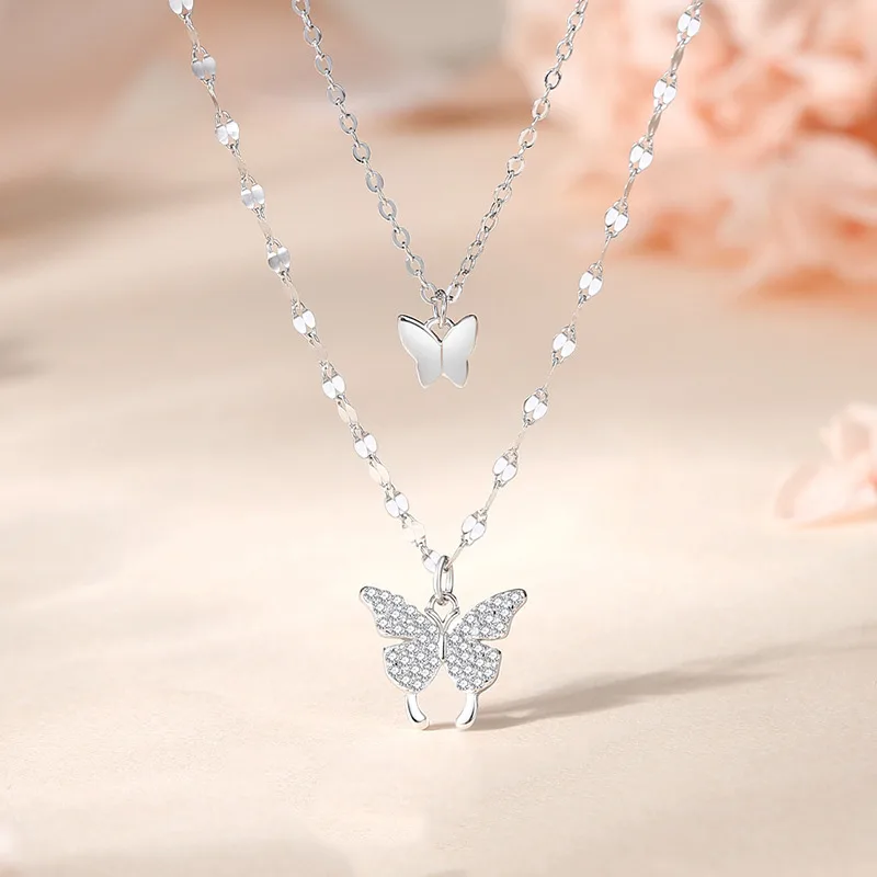 dây chuyền bạc nữ 2 tầng đẹp và độc hình đôi bướm dây chuyền bạc nữ 2 tầng đẹp và độc hình đôi bướm