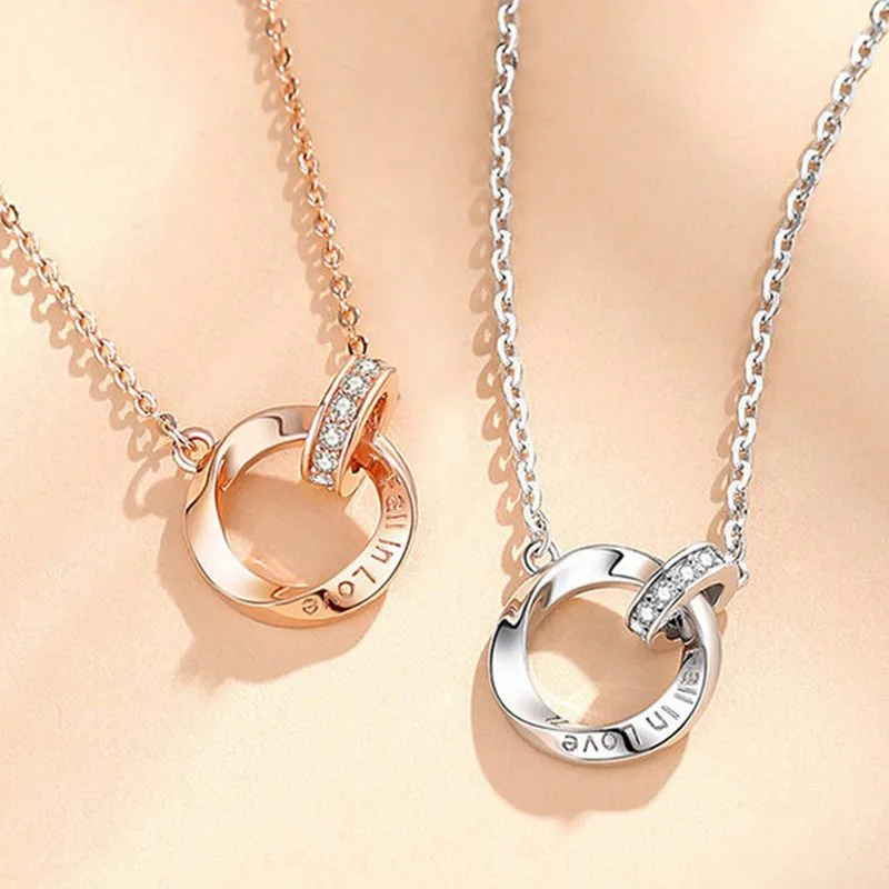 dây chuyền bạc nữ đính đá cz dạng nhẫn đôi fall in love dây chuyền bạc nữ đính đá cz dạng nhẫn đôi fall in love