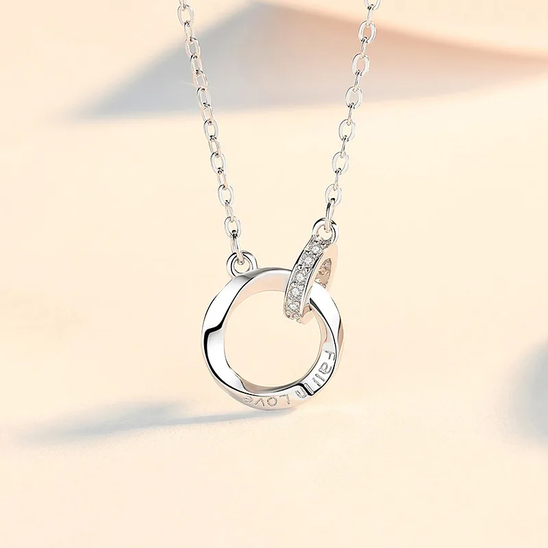 dây chuyền bạc nữ đính đá cz dạng nhẫn đôi fall in love dây chuyền bạc nữ đính đá cz dạng nhẫn đôi fall in love