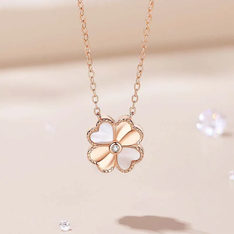 dây chuyền bạc nữ đính kim cương tự nhiên cỏ 4 lá lucky dây chuyền bạc nữ đính kim cương tự nhiên cỏ 4 lá lucky
