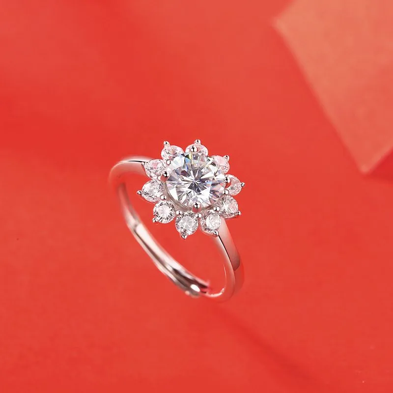 nhẫn bạc nữ đính kim cương moissanite hình bông tuyết nhẫn bạc nữ đính kim cương moissanite hình bông tuyết