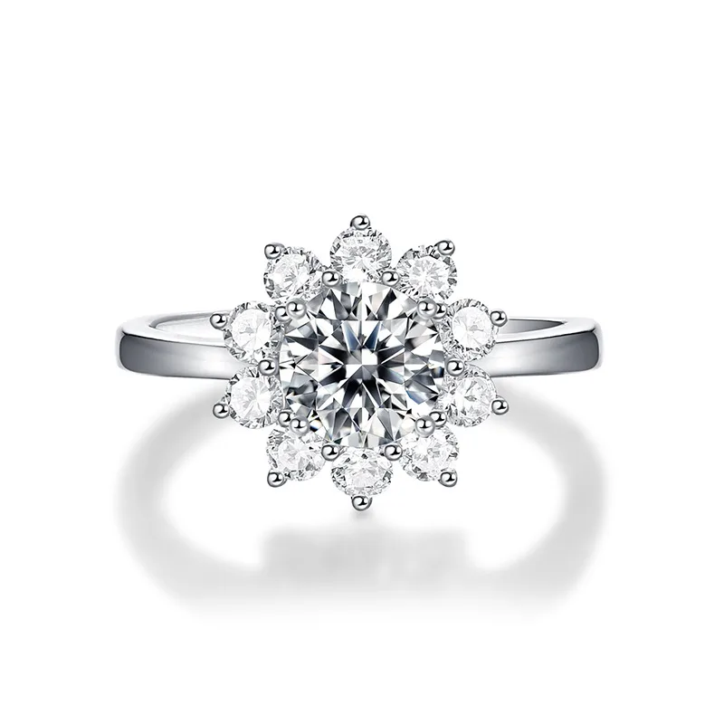 nhẫn bạc nữ đính kim cương moissanite hình bông tuyết nhẫn bạc nữ đính kim cương moissanite hình bông tuyết