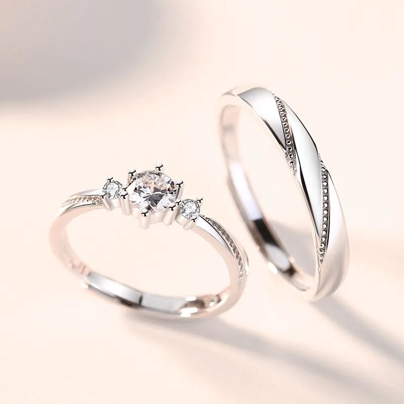 nhẫn đôi bạc đính đá cz all of love nhẫn đôi bạc đính đá cz all of love